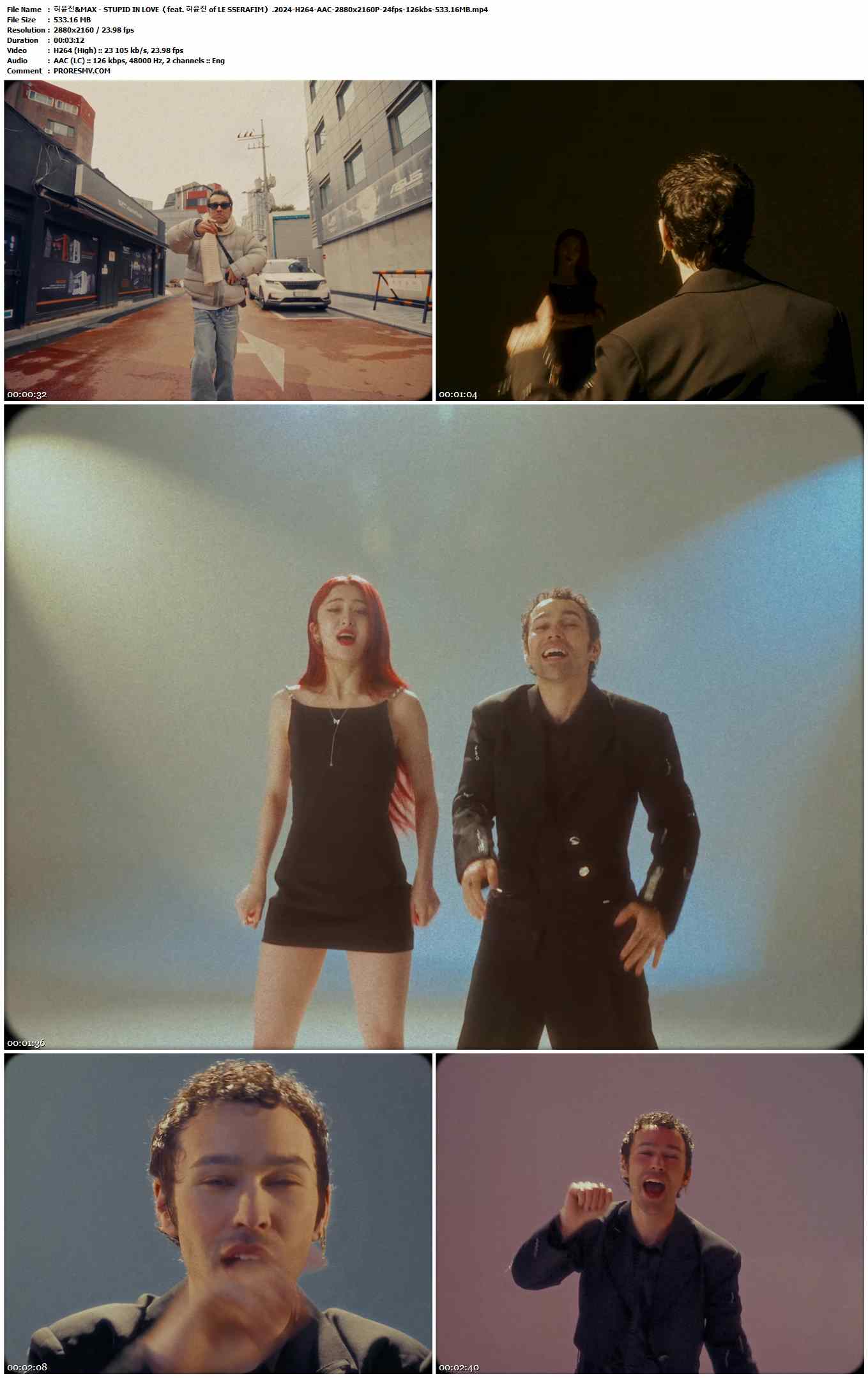 허윤진&MAX - STUPID IN LOVE（feat. 허윤진 of LE SSERAFIM）.2024-H264-AAC-2880x2160P-24fps-126kbs-533.16MB官方MV_高清MV